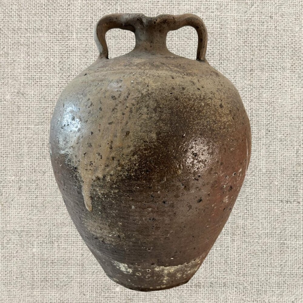 19c French Provincial Stoneware Double Handle Water Jug